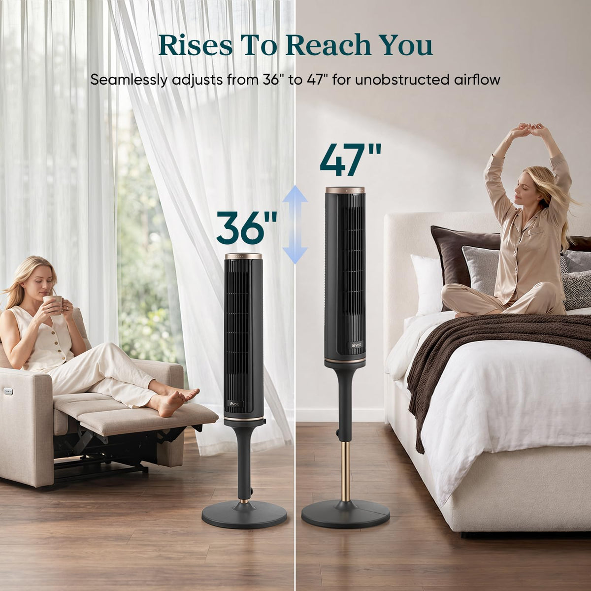 LEVOIT Windi Lift Smart Tower Fan